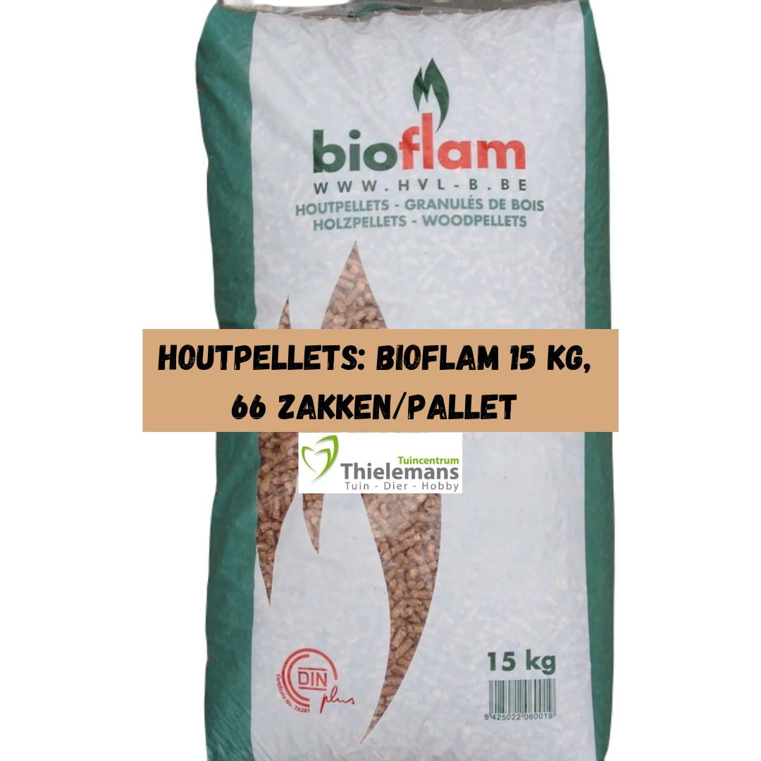 Afbeelding van Houtpellets: Bioflam 15 kg; 66 zakken/pallet