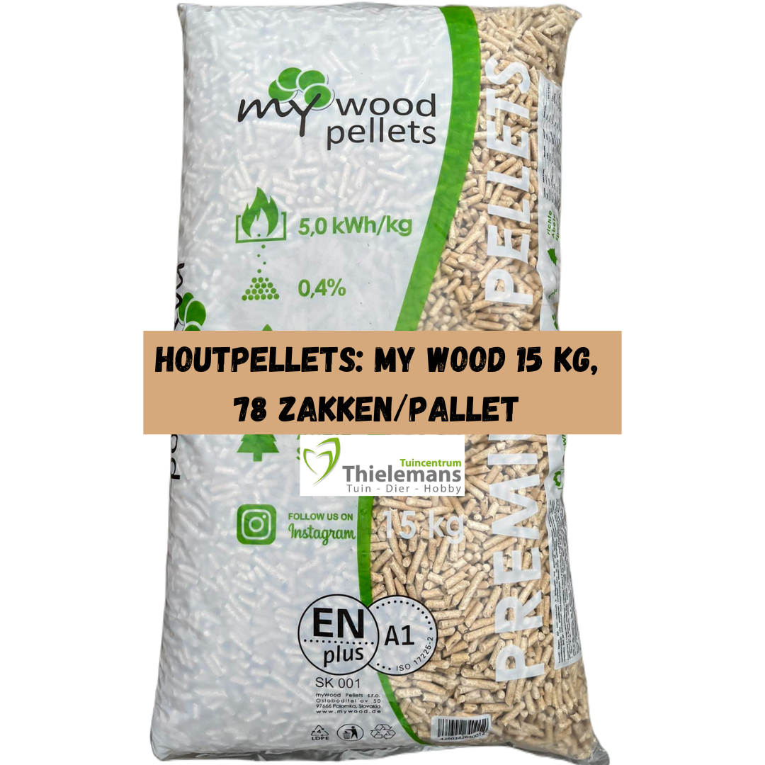 Afbeelding van Houtpellets My Wood 15 kg, 78 zakken/pallet