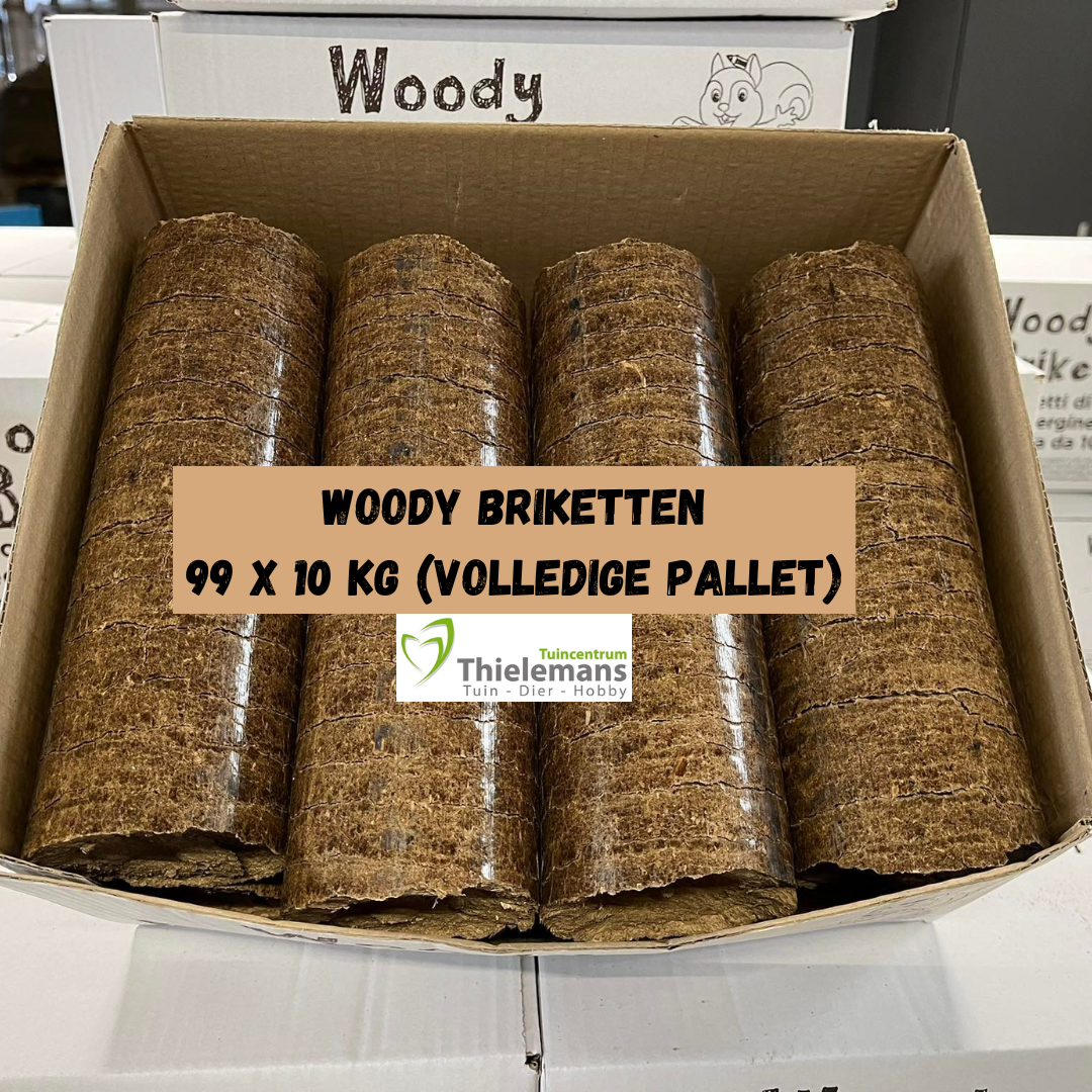 Afbeelding van Houtbriketten: Woody 99 x 10 kg (volledige pallet)