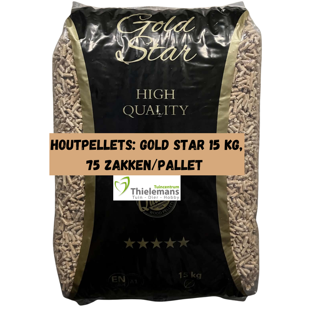 Afbeelding van Houtpellets: Gold star 15 kg; 75 zakken/pallet